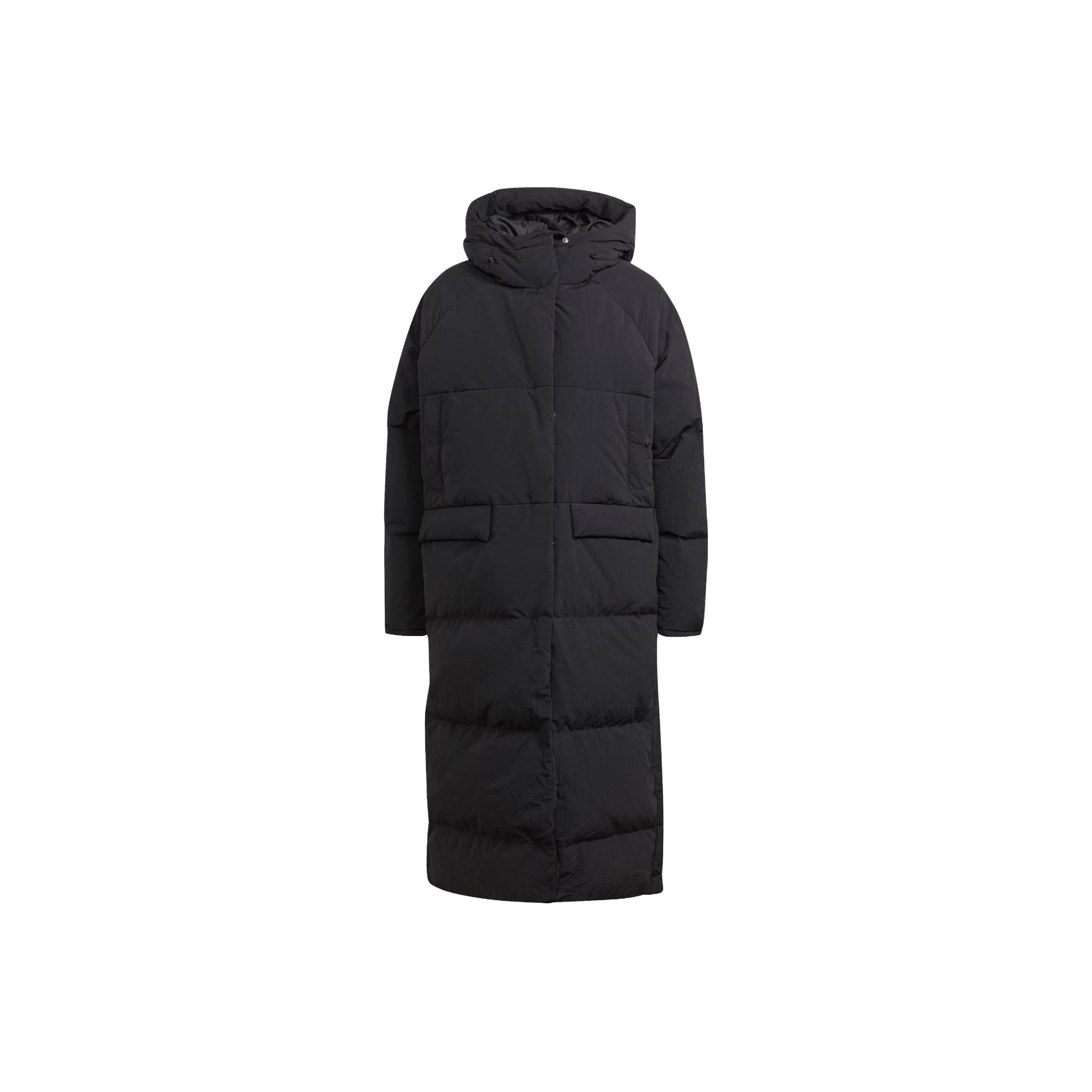 Adidas Sportswear Big Baffle Coat Long Down Jacket Water Repellent Loose Fit Black Women IK3159 M