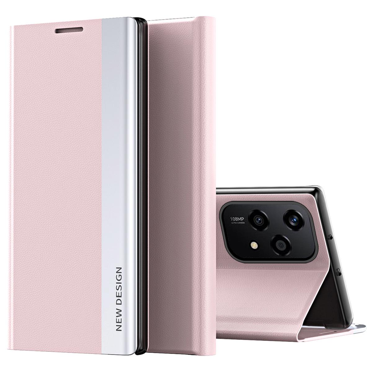 

Чехол для Honor 200 Lite Противоударный кожаный чехол для телефона с подставкой Pink