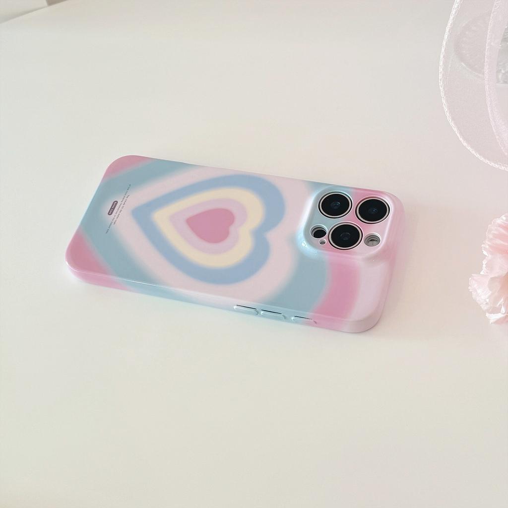 Girl's gradient heart case suitable for iPhone 16, Apple 17 Pro Max, soft film, full coverage for 13, Korean style for 15