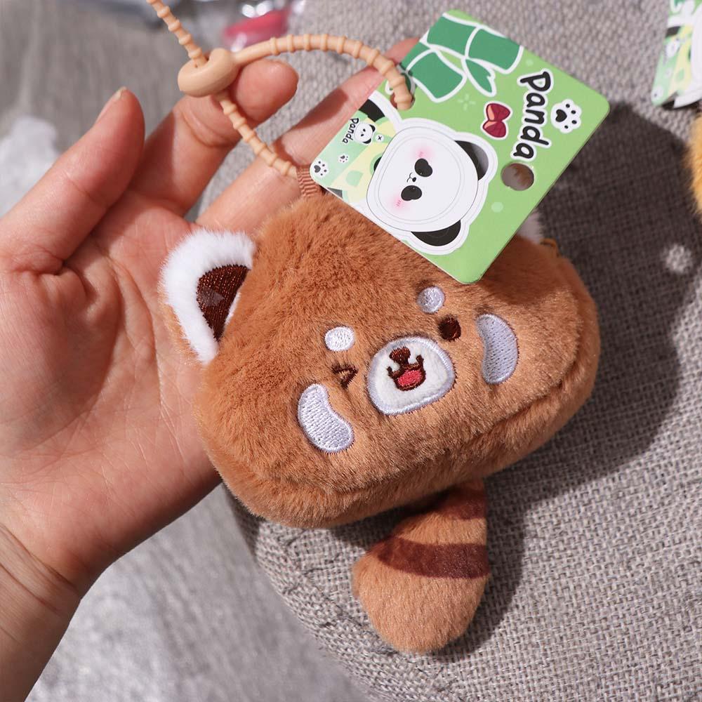 Cartoon Red Panda Plush Keyring with Tail Red Panda Purse Turn To Costume Panda Pendant Unisex