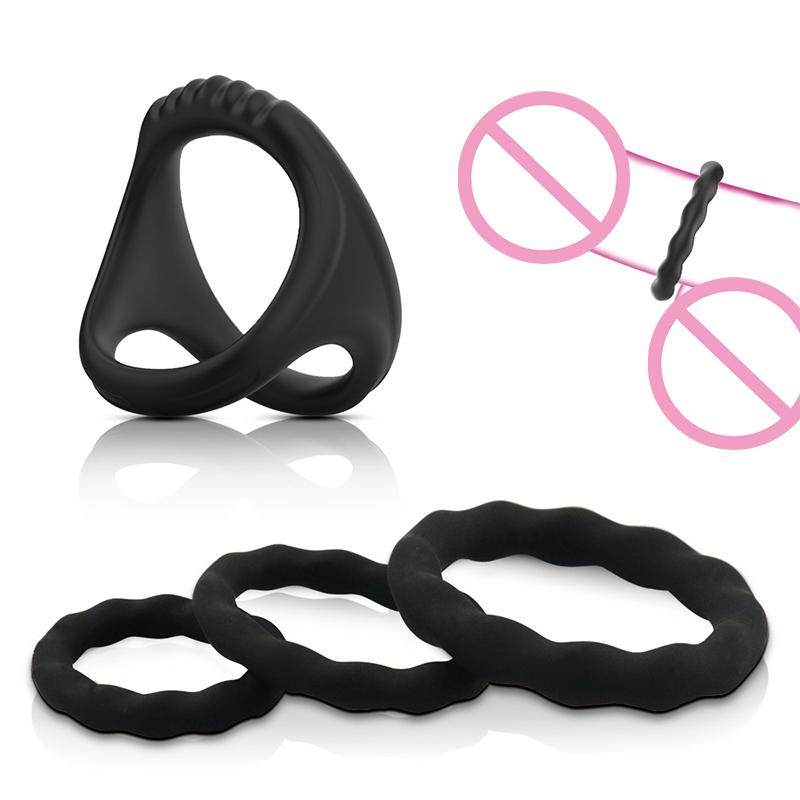 With Massage Beads Delayed Ejaculation Sex Toys For Men Silicone Penis Rings Cock Ring Erection Enhancing Triangular Penis Ring