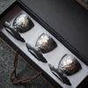 Gilt Small Teacup Ceramic Tea Set Coaster Single Cup Tasting Cup Tea Brewing Cup Gift Box Set for Gifting