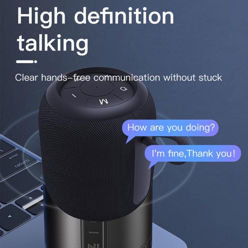 Outdoor Portable Bluetooth-compatible Speaker Waterproof Wireless Speaker with Powerful Bass Lights for Camping Travel Hiking