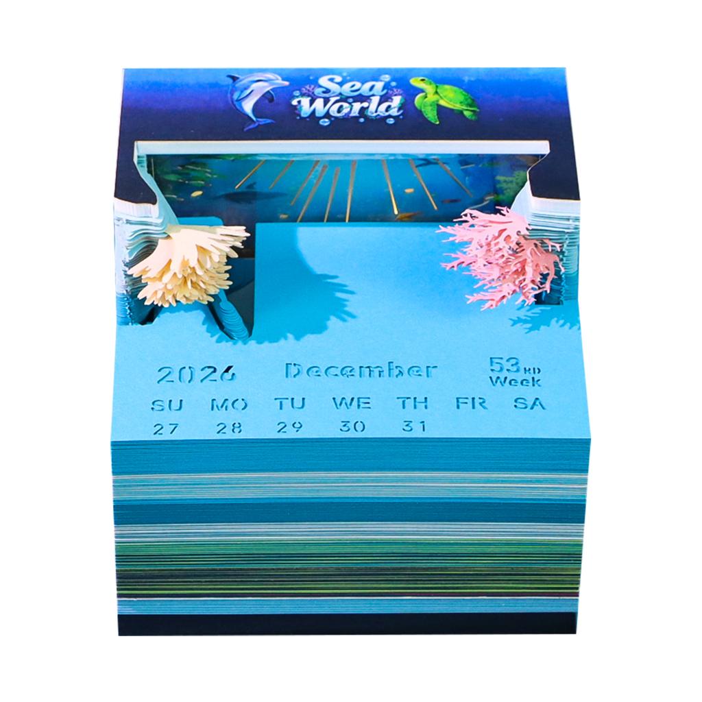 Underwater World DIY Style Layered Paper Model Memo Calendar Ocean Craft Hand-Tearable Memo Pad Perfect Gift Paper Crafts