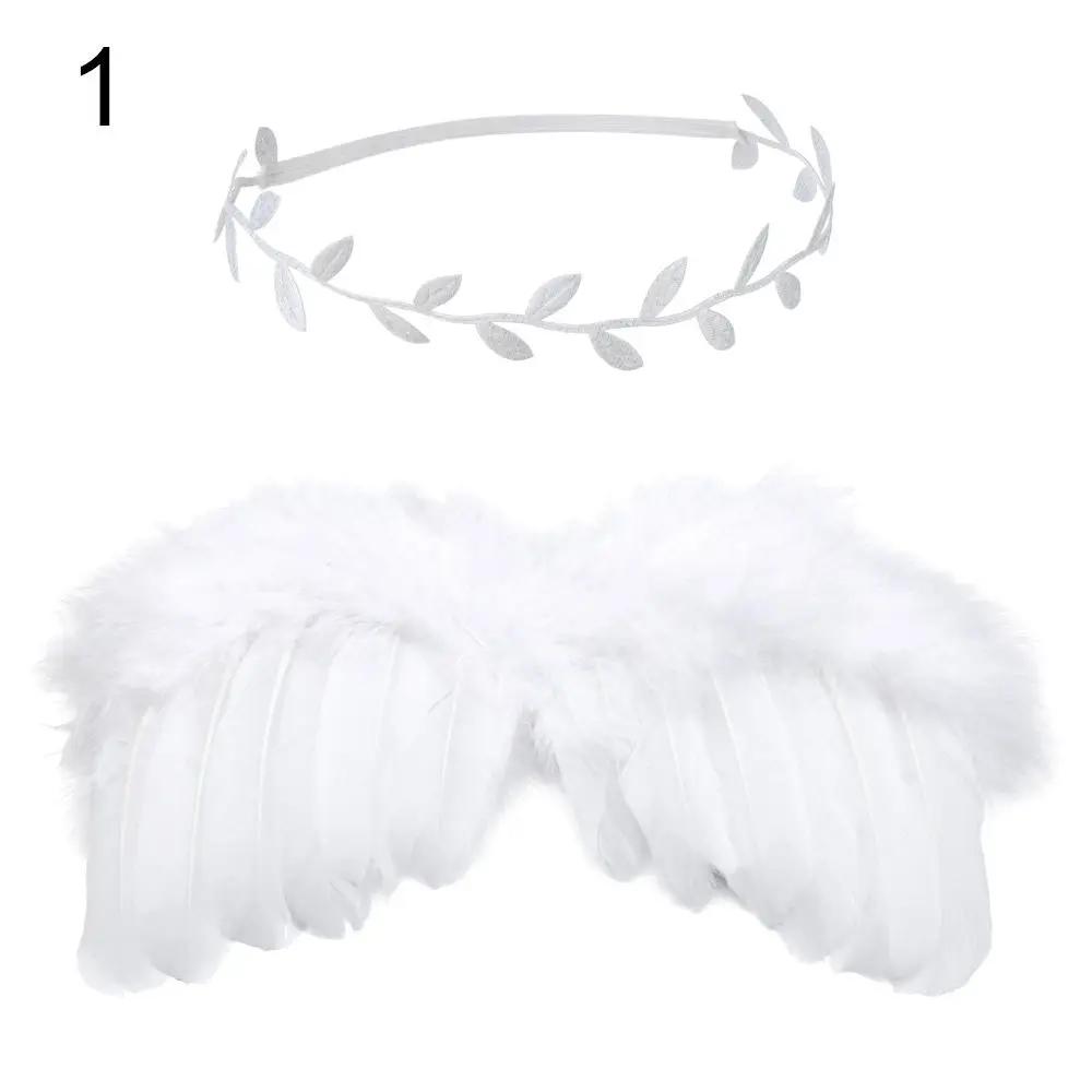 Newborn Photography Props White Angel Wing Baby Photos Props Feather Wing Girls Hair Kids Baby Photography Hair Accessories