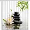 Japanese Shower Curtain Zen Stone Spa Lotus Floral Bamboo Leaves Relaxing Aesthetic Minimalist Fabric Bathroom Decor Curtains