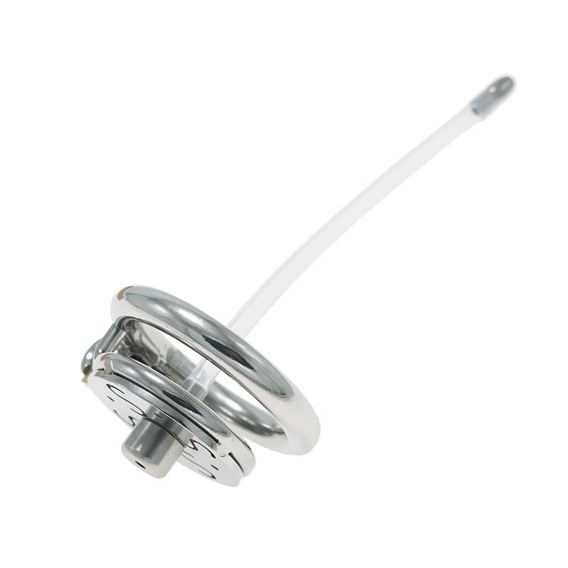New Stainless Steel Chastity Lock Flat Plate S Hollow with Fine 5mm Catheter Chastity Device Penis Cage Sex Tool