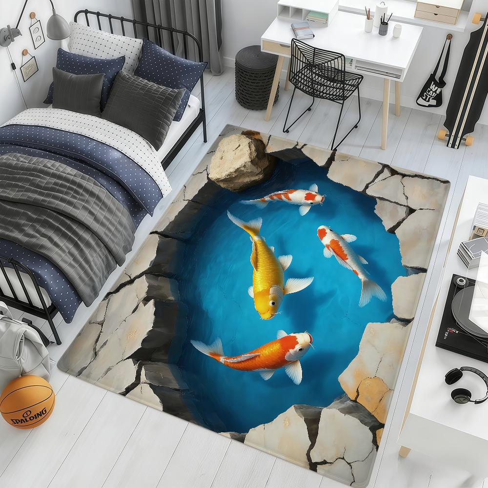 Modern Creative Carp Pond Abstract Home Bedside Rug Kitchen Bath Floor Mat Hallway Balcony Carpet Entrance Doormat Hogar Decor
