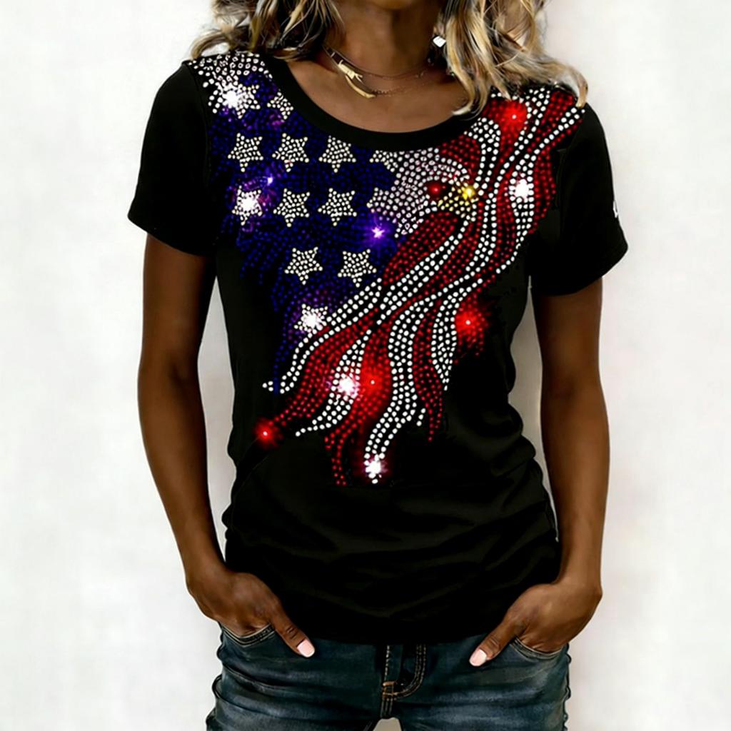 Women's Casual And Fashionable Short-sleeved Printed T-shirt Top