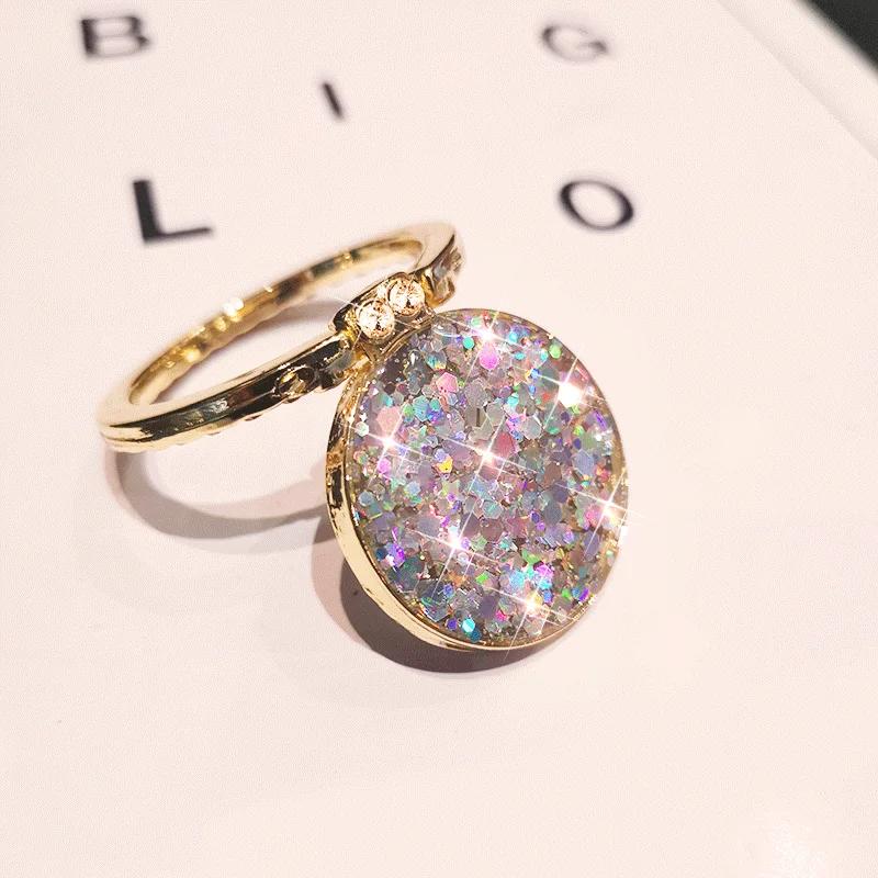 

Bling Glitter Sequin Finger Ring Holder for For IPhone X 8 7 11 12 Pro Redmi Samsung Round Phone Table Holder Rotation Stand
