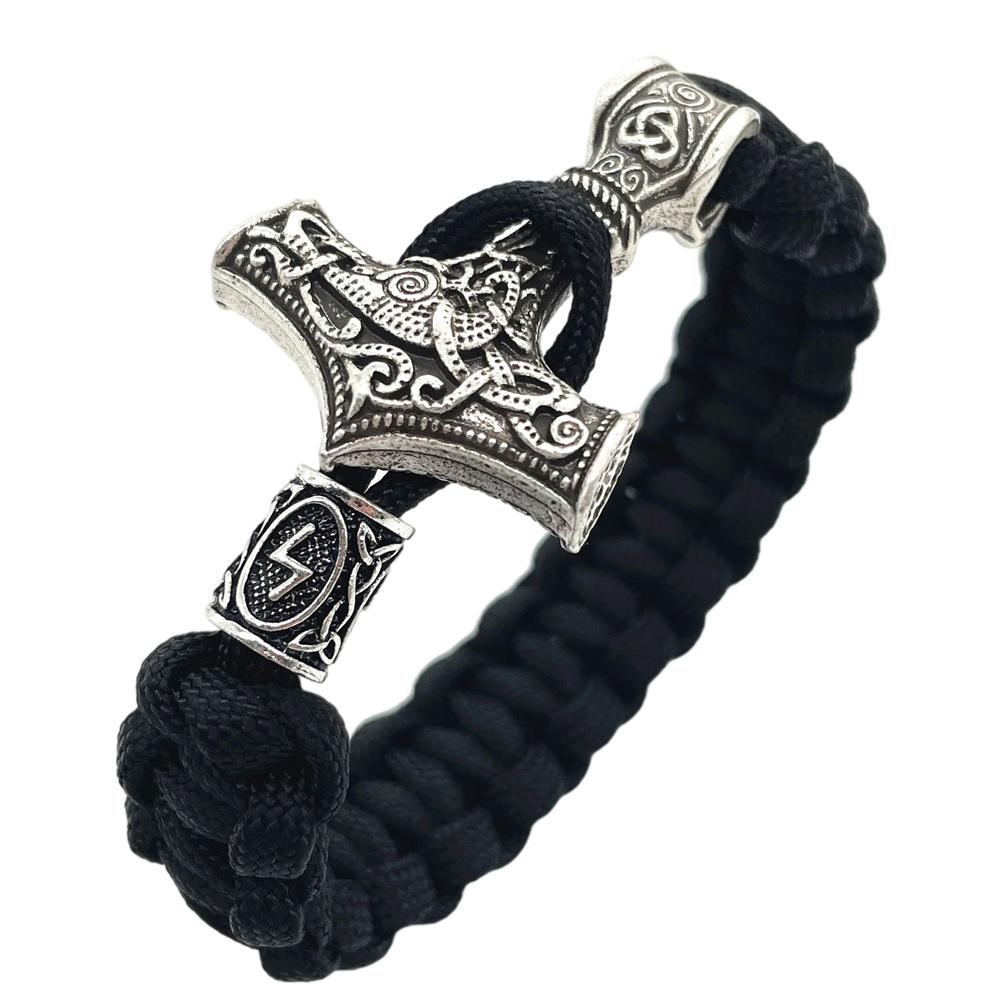 Nostalgia Thor Hammer Viking Bracelet Rune Charms Bead Jewelry For Women Men Norse Vikingo Bangle Dropship