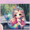 Acrylic Flat Mermaid Surface Pendant With Fun Cartoon Style For Car Inside
