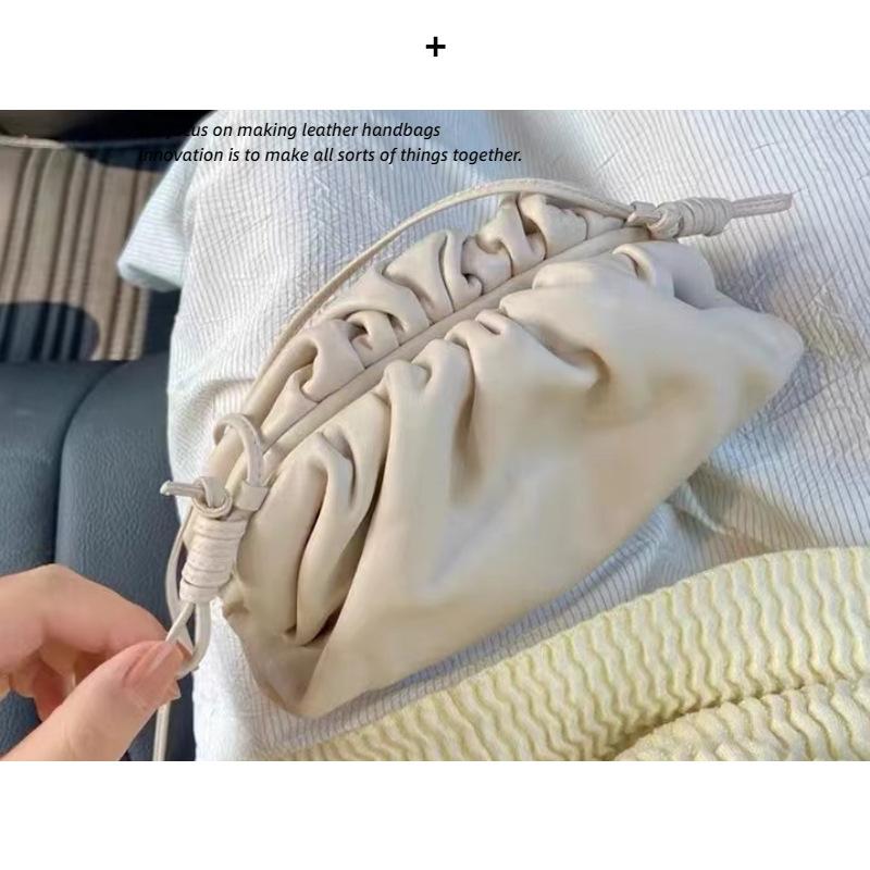 Women's New Pleated Dumpling Bag Genuine Leather Cloud Bag Cowhide Woven Shoulder Bag Crossbody Bag Ashi Ge Same Style