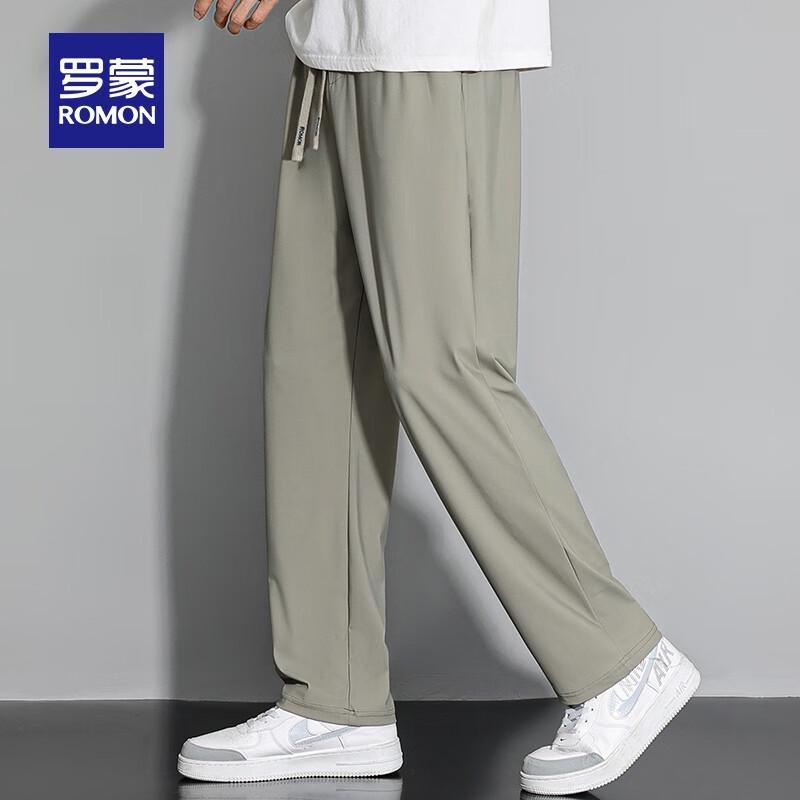 Romon Men's Ice Silk Straight Casual Pants