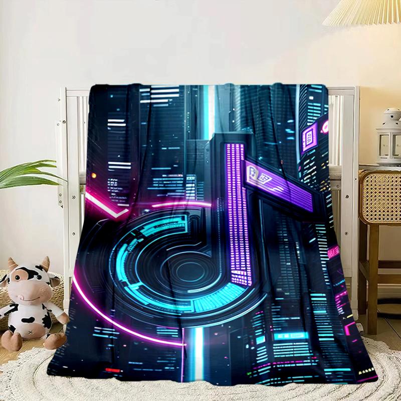 Neon music note Blanket Flannel Blanket for bed, sofa, Camping, Hiking, Picnic Essentials, gift for family Fan gifts