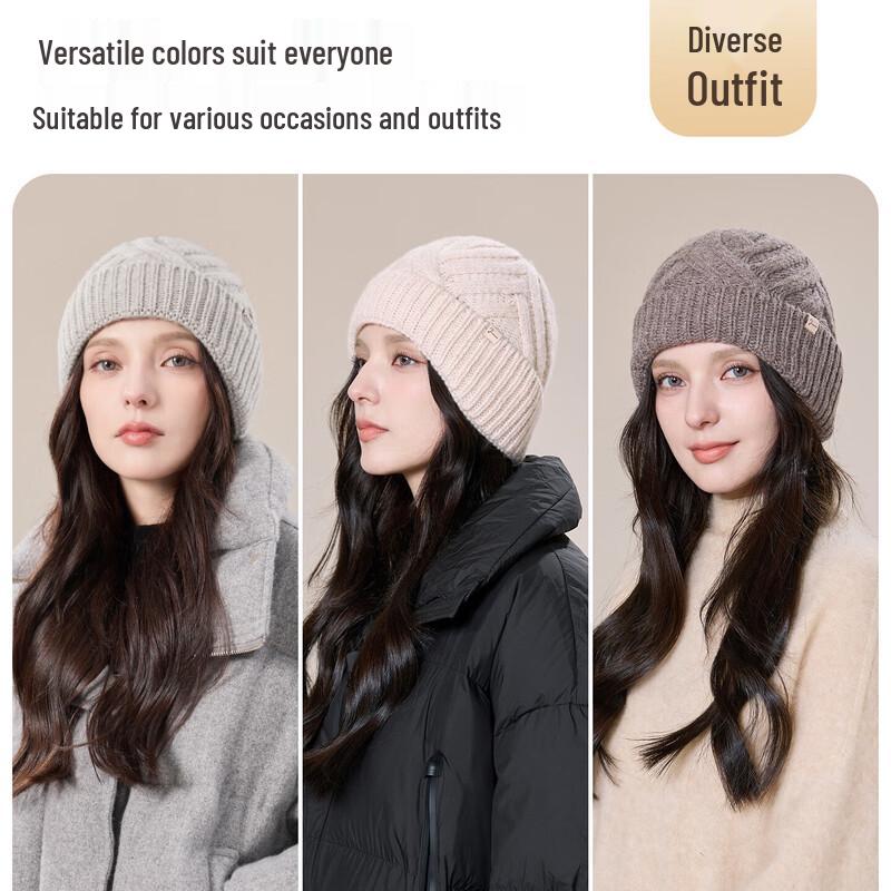 JIUMU Women's Pure Wool Winter Beanie Hat