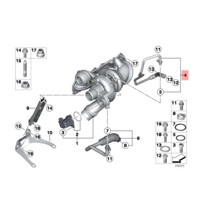 Engine Turbocharger Hose Pipe for BMW N13 F20 F21 F30 3 Series