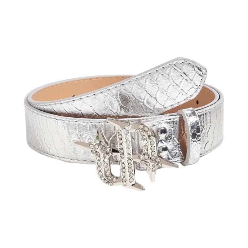 

Punk PU Waist Belt for Jean Rock and Roll Hip Hop Studded Belt Waistband Glinting Buckle with Encrusted Rhinestones