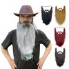Fake Beard Role-playing Costume Old Man Mustache Beard with Elastic Rope Facial Hair Accessory for Halloween Cosplay Party Supplies