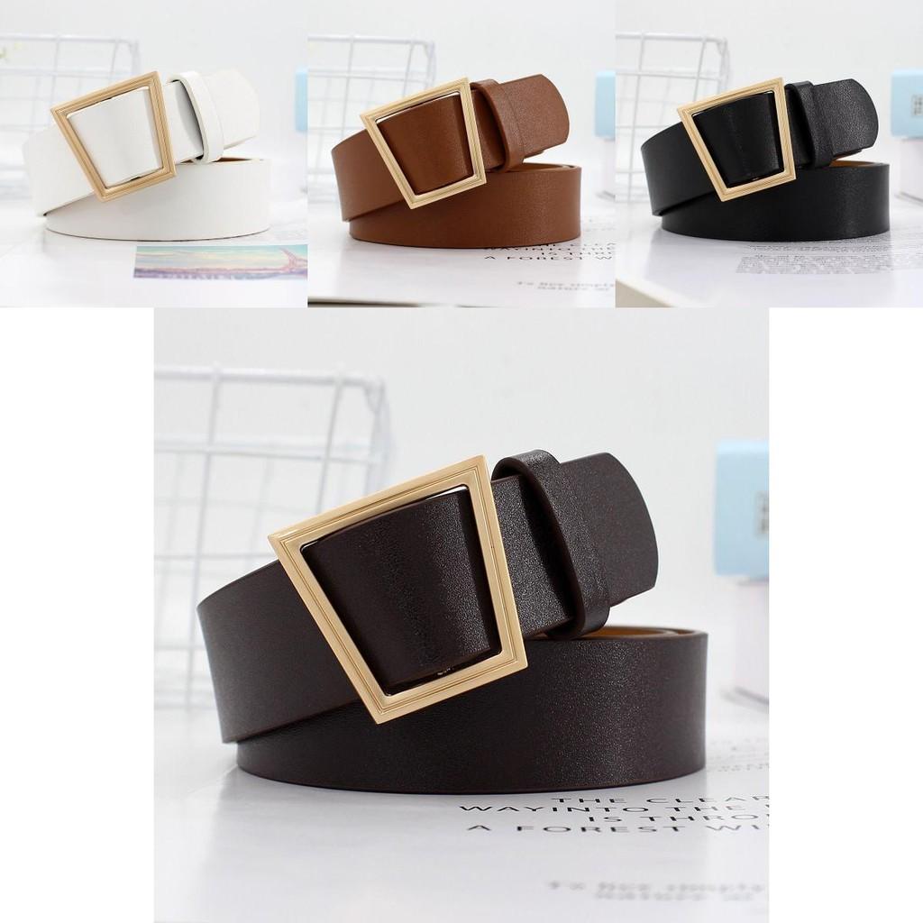 Stylish Retro Triangle Buckle Pu Belt For Women Perfect For Dresses And Casual Outfits