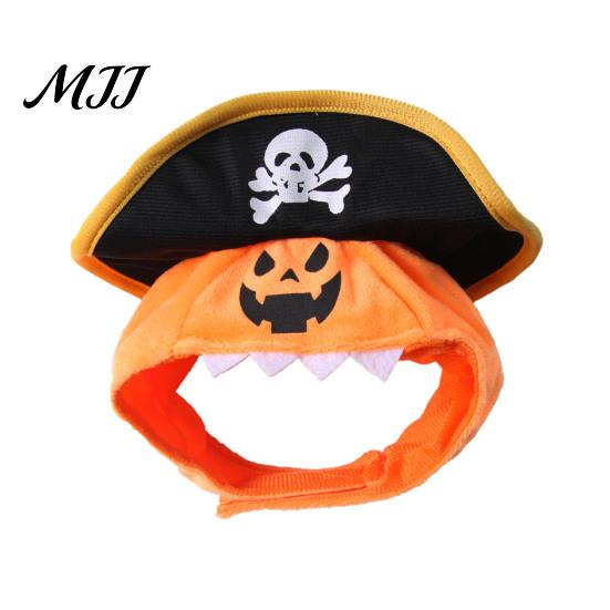 Small Dog Halloween Outfit Cat Pumpkin Pirate Hat, Cozy Pet Funny Hat Cosplay for Cats, Dogs, Holiday Party Accessory Costume Dogs
