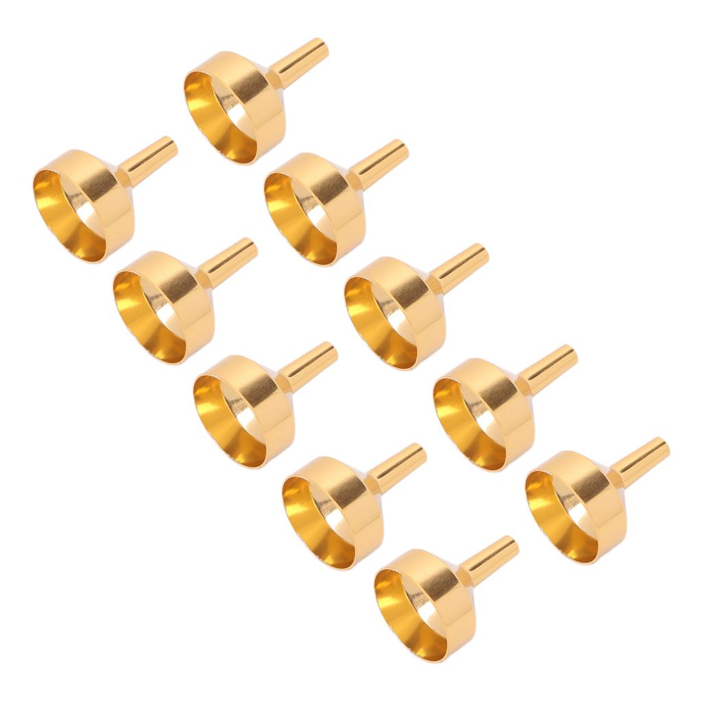 10pcs Metal Small Funnel Mini Aluminum Alloy Funnel for Filling Bottles and Transferring Cosmetics PerfumeGold