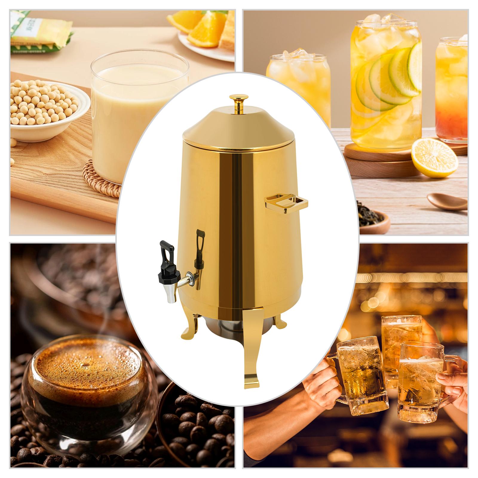 13L Golden Stainless Steel Beverage Dispenser, Insulated Drink Dispenser for Hot & Cold Coffee, Party Drink Container w/ Spigot золотой