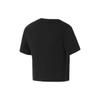 Li Ning Fitness Series Solid Color Short Sleeve Round Neck T-Shirt Women Tops Black ATSS412-3