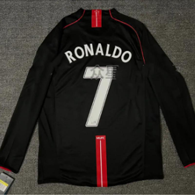 Kırmızı Şeytanlar retro uzun kollu forma MU iç saha retro futbol futbol forması