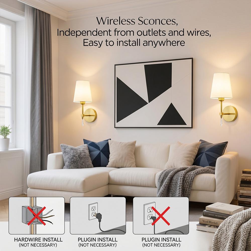 Wireless RGB Dimmable Wall Lamp with Cloth Cover and Charging