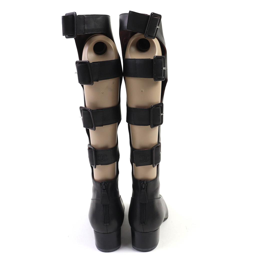 Excellent CHANEL Knee-high boots COCO Mark patent leather long boots with 38.5 Used