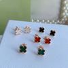 9mm Four-leaf Clover Mini Earrings Red Black Agate White Shell New Arrival Ladies Earrings
