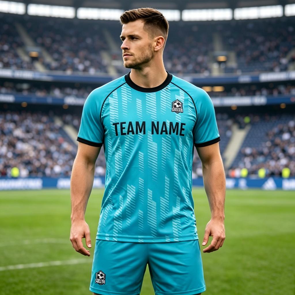 Custom Soccer Jersey Factory Direct Sales Football Uniform Short Sleeve Plus Size 100% Polyester Breathable Quick Dry