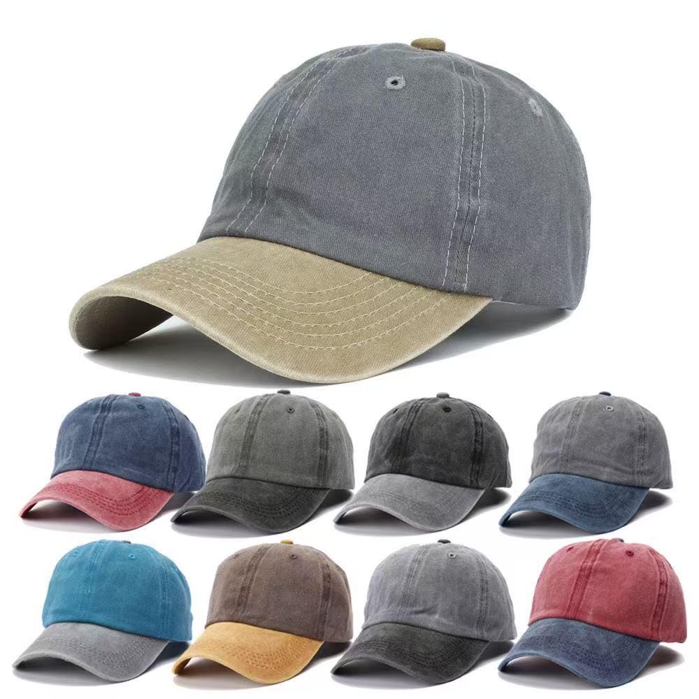 Personalized Retro Unisex Embroidered Cotton Baseball Cap with Soft Brim and Color Block Design