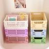 1Pc Mini Folding Plastic Storage Box Student Desktop Finishing Handbook Tape Stationery Folding Basket Storage Basket
