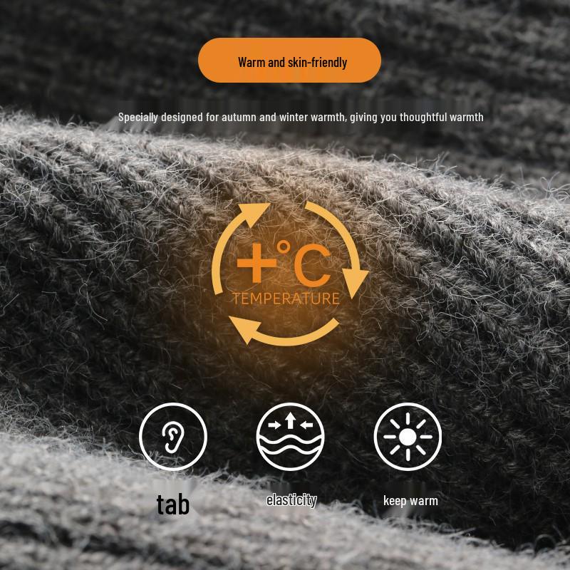 Men's Winter Knit Hat and Scarf Set with Ear Protection for Seniors