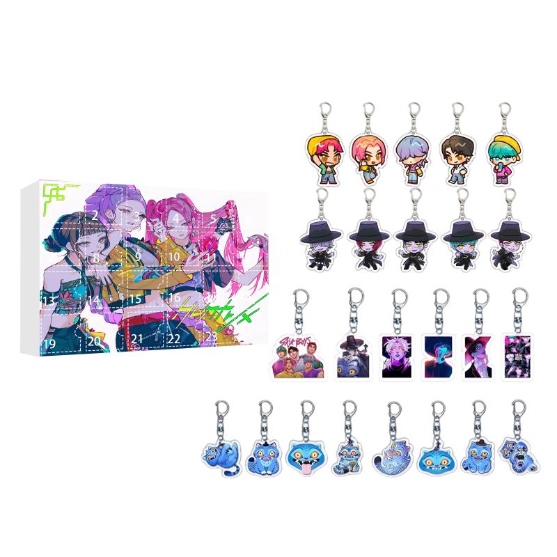 Kpop Caçadores de Demônios Caixa Surpresa Caixa Misteriosa 24 Dias Contagem Regressiva de Natal Calendário do Advento Chaveiro Pingente de Bolsa Presente de Festival
