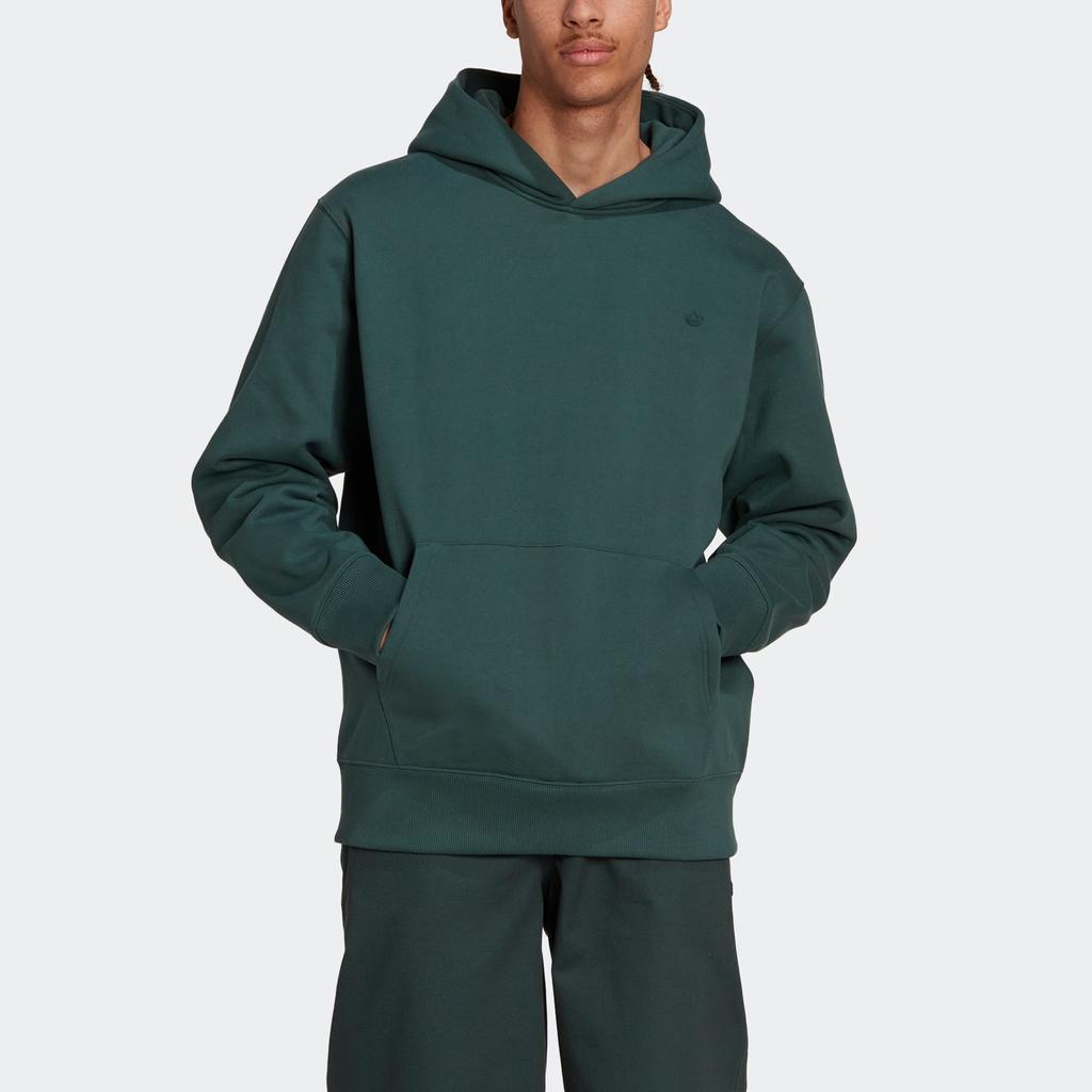 Adidas Originals Trefoil Logo Embroidery Solid Hoodie Pullover Long Sleeve Sweatshirt Men Tops Dark-Green HK0304