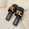 Genuine leather slippers female 2025 new summer fairy one-word slippers female summer wear fashion beach shoes trend