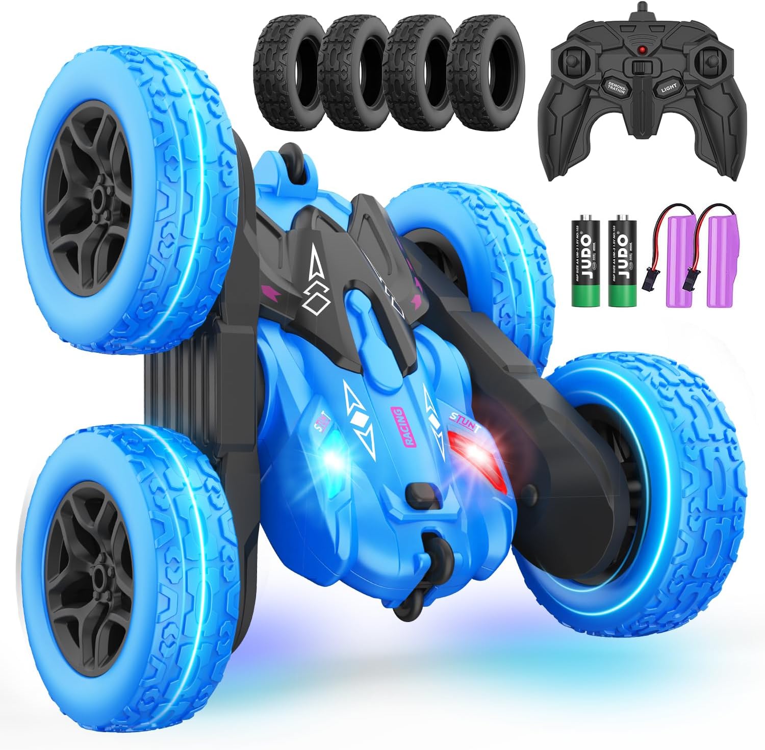 

Автомобиль с дистанционным управлением, радиоуправляемые автомобили Stunt RC Car Toys Новые модернизированные полосы света и фары Автомобильные игрушки Двусторонний вращающийся на 360 ° 4WD Rc Drift Truck