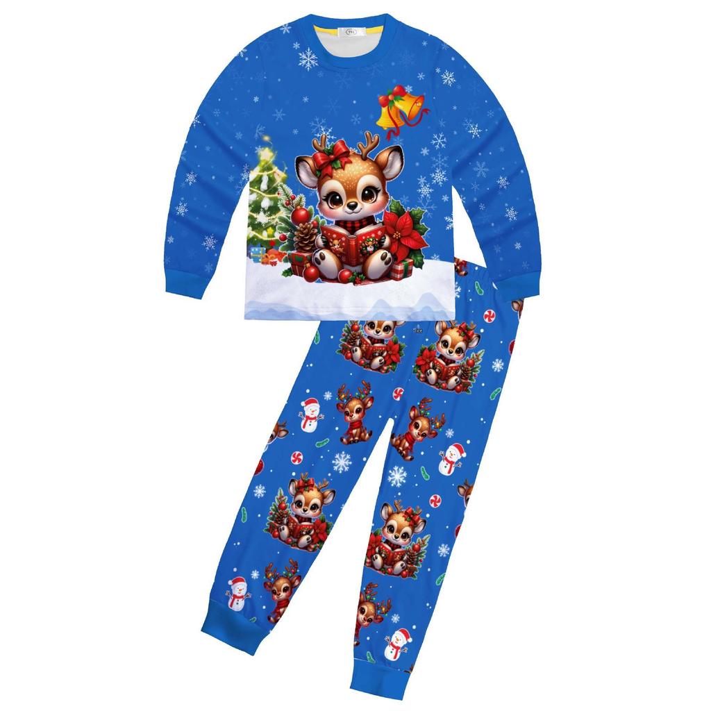 New Arrival Christmas Reindeer Print Pajama Set - Long Sleeve Top & Pants