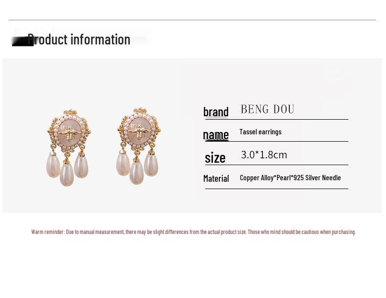 Luxury Designer Court-Style Bee Drop Earrings with Gold-Plated Copper and Pearl Studs for Women