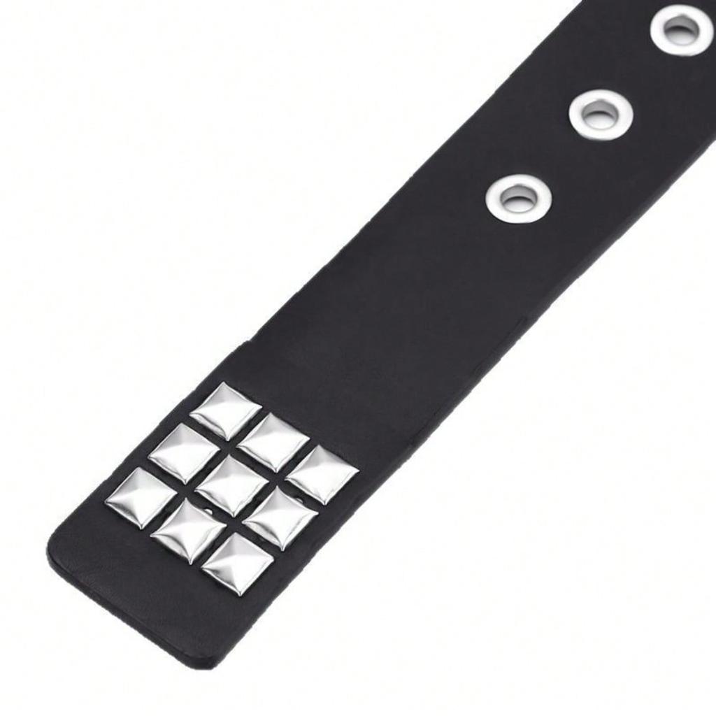 European and American square bead rivet belt, metal pyramid belt, men's and women's belt, punk hardware jeans belt