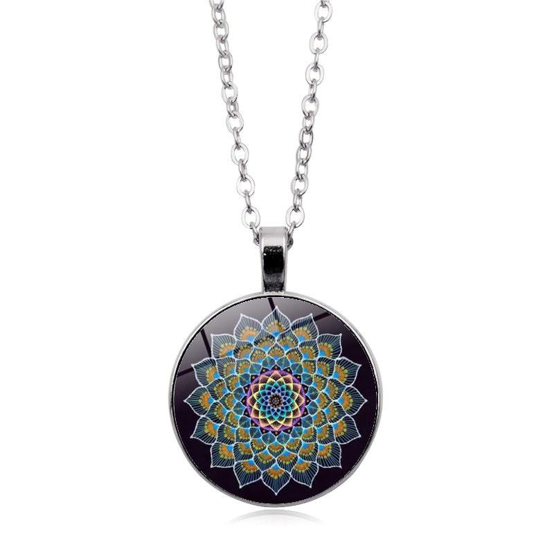 Mandala Levensbloem Tijd Dames Veelzijdige Mode Retro Hanger Ketting