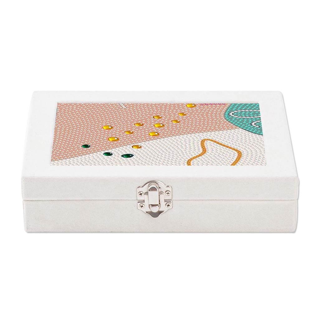 Special Shape Abstract Color Block Diamond Painting Jewelry Storage Box PU Leather Jewelry Case for Necklaces Earrings Rings