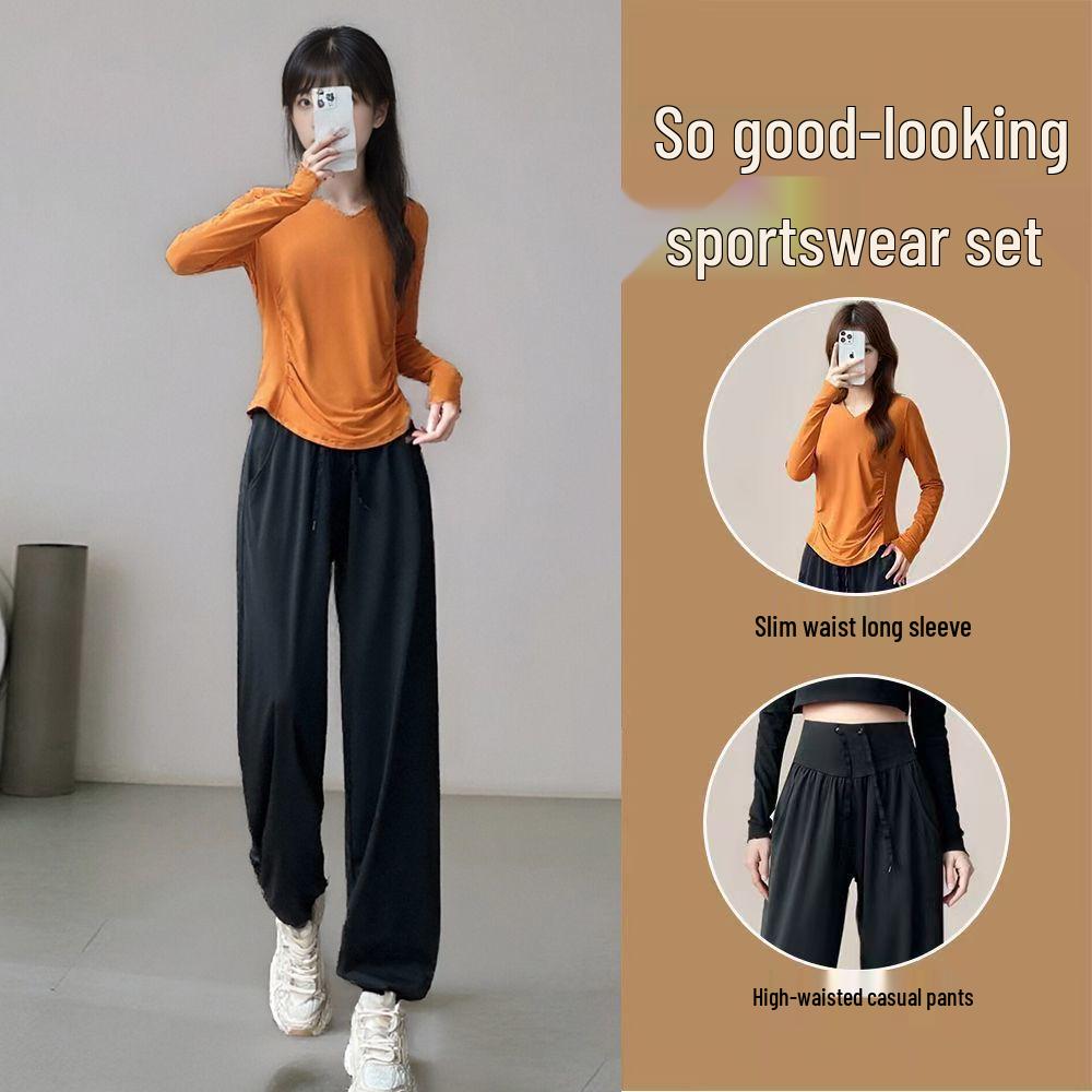 Women's Quick-Dry Loose Fit Yoga & Sports Long Sleeve Set for Running, Cycling, Fitness & Outdoors