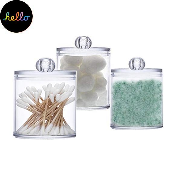 Multifunctional Round Receive Box Makeup Cotton Swab Storage Box Transparent Container Household Products Bathroom Desktop Combined