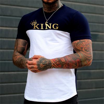 T-shirt för män Bokstavskung O-ringad herrtopp Dagliga fritidskläder Vintage sportkläder Lösa överdimensionerade kläder Trend Korta ärmar