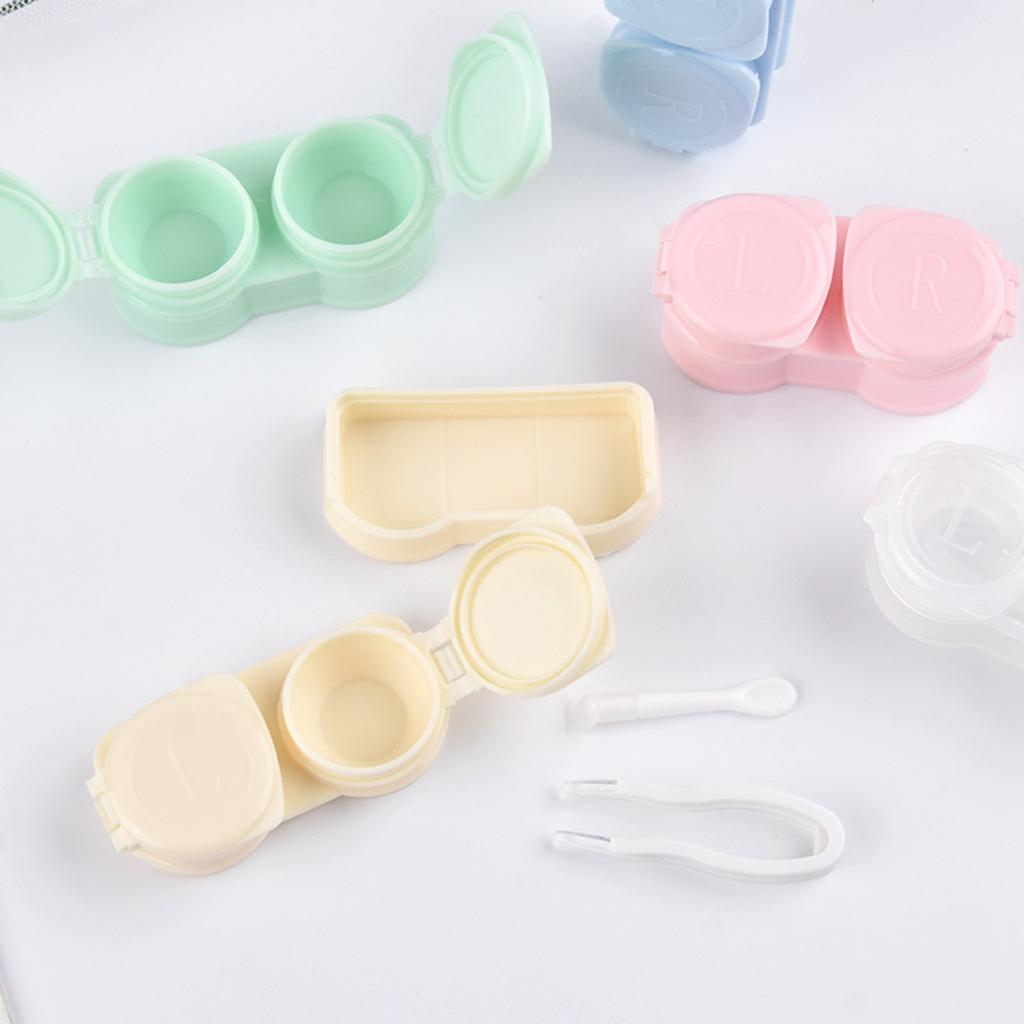 Portable Contact Lens Box Lightweight Plastic Lens Holder Kit with Tweezers Remover Tool  for Daily Outdoor Travelling