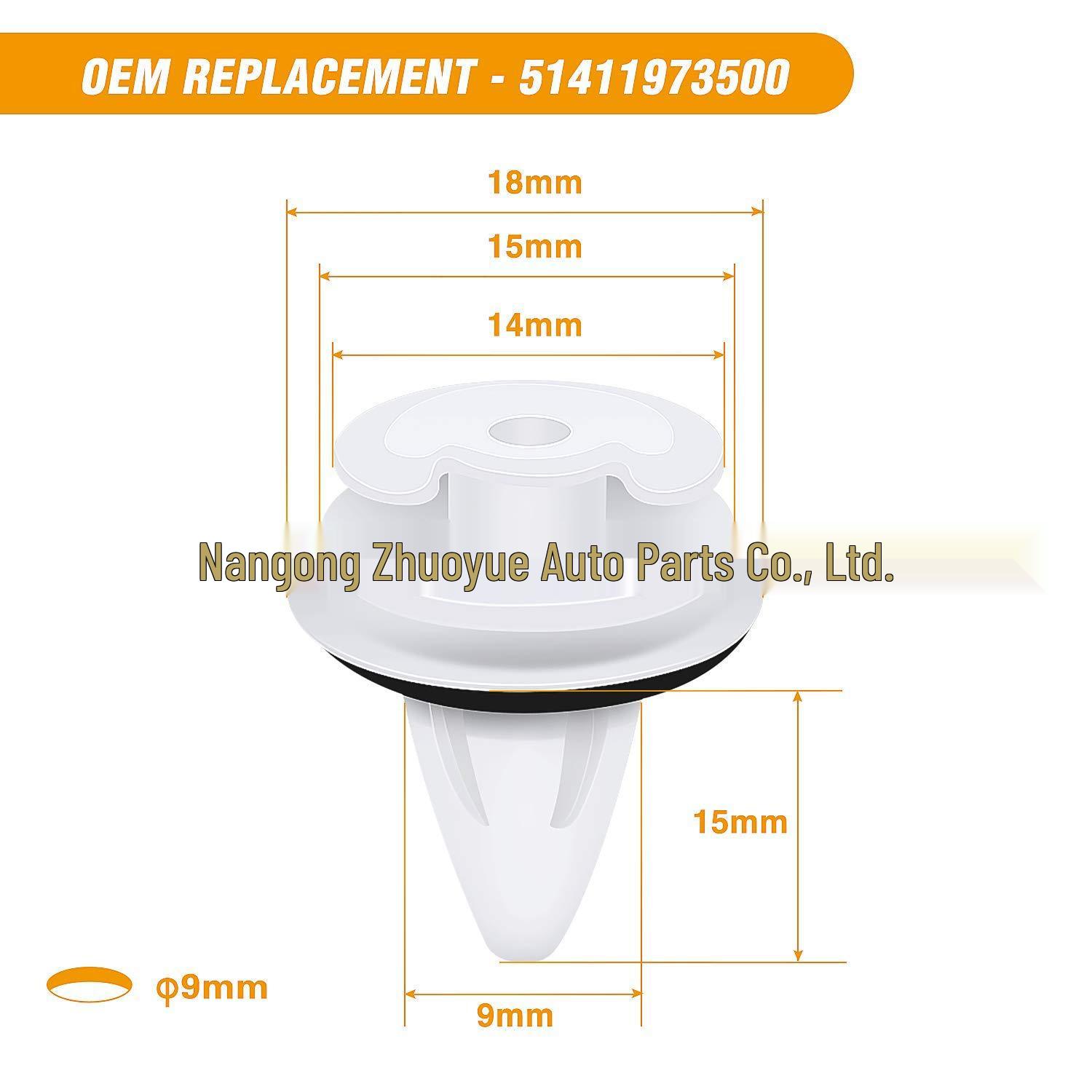 BMW Door Panel Guard & Trim Clip (51418224768) 10 pcs